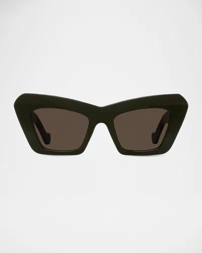 Loewe Anagram Acetate Cat-eye Sunglasses In Sdkgrnbrn