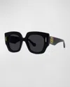 Loewe Anagram 50mm Small Geometric Sunglasses In Blue