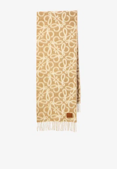 Loewe Anagram Alpaca And Wool Scarf In Yellow