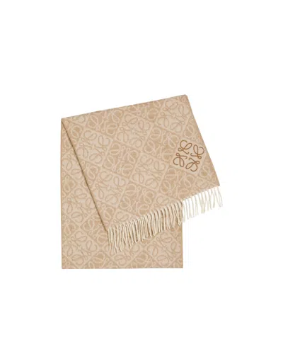 Loewe Anagram Alpaca And Wool-blend Scarf In Nude