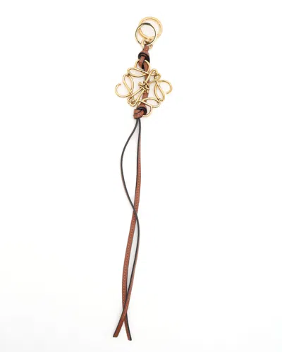 Loewe Anagram And Calfskin Bag Charm In Gold