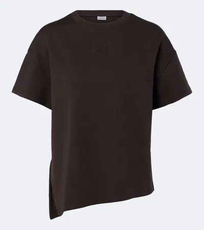 Loewe Anagram Asymmetrical Cotton-blend T-shirt In Brown