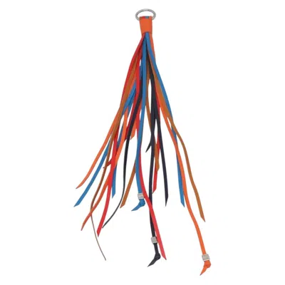 Pre-owned Loewe Anagram Bag Charm Key Holder Metal With Leather Multicolour Leather Charms And Keychains Acces