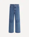 Loewe Relaxed Straight-leg Jeans With Tonal Embroidery And Leather Patch In Blue