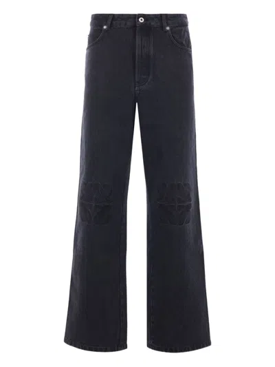 Loewe Women Anagram Baggy Jeans In Black