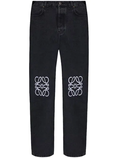 Loewe Jeans Baggy Anagram In Denim In Black