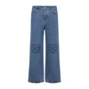 Loewe Relaxed Straight-leg Jeans With Tonal Embroidery And Leather Patch In Blue
