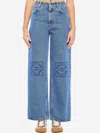 Loewe Baggy Jeans With Wide Leg And Anagram Cut-outs In Blue