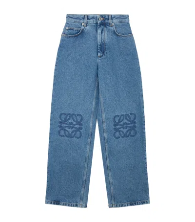 Loewe Anagram Baggy Jeans In Blue