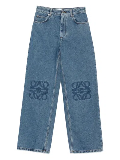 Loewe Anagram Baggy Jeans In Blue