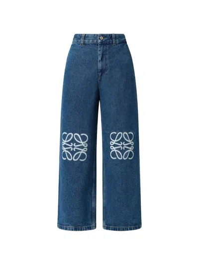 Loewe Anagram Baggy Jeans In Blue