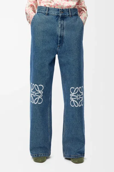 Loewe Anagram Baggy Jeans In Denim In Blue