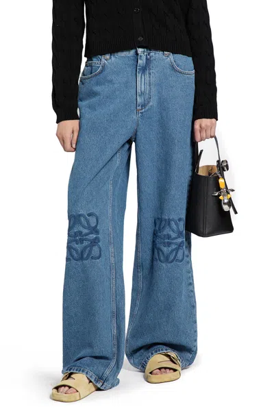 Loewe Anagram Baggy Jeans In Denim In Blue
