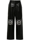 Loewe Women's Anagram Baggy Leather Trousers In Black