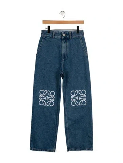 Pre-owned Loewe Anagram Baggy Wide Leg Jeans In Blue