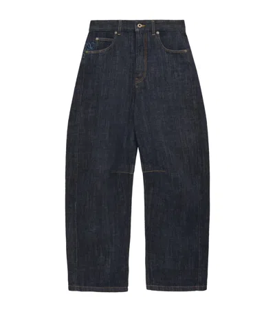 Loewe Anagram Barrel Jeans In Blue