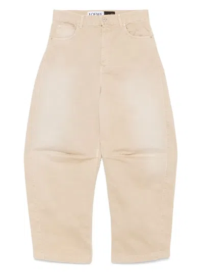 Loewe Anagram Barrel Jeans In Neutral