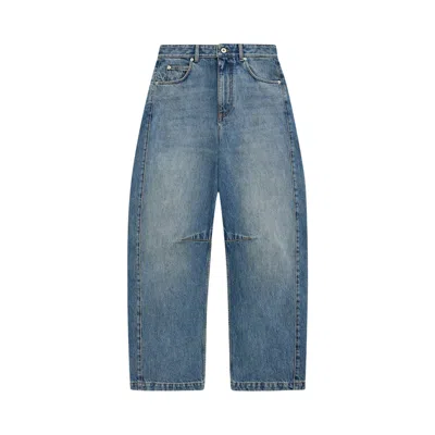 Pre-owned Loewe Anagram Barrel Jeans 'washed Denim' | Blue | Women's Size 34
