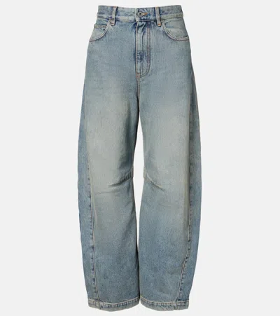 Loewe Anagram Barrel-leg Jeans In Blue