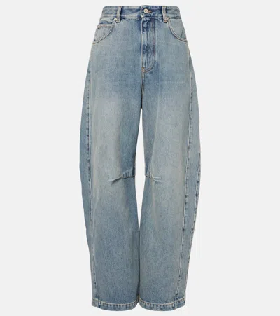 Loewe Anagram Barrel-leg Jeans In Washed Denim