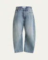 Loewe Anagram Barrel Leg Jeans In Washed Denim