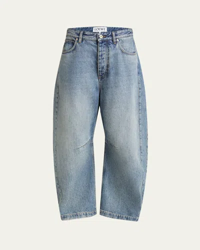 Loewe Anagram Barrel Leg Jeans In Blue