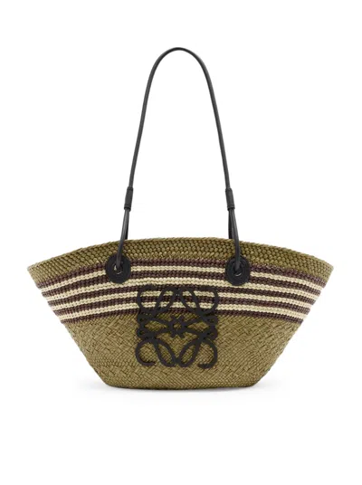 Loewe Anagram Basket Bag In Iraca Palm And Calfskin
