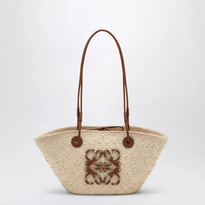 Loewe Anagram Basket Small Bag In Iraca Palm In White