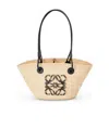 Loewe Small Anagram Basket Bag In Iraca Palm And Calfskin In Nude