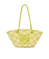 Loewe Small Anagram Basket Bag In Iraca Palm And Calfskin In Yellow