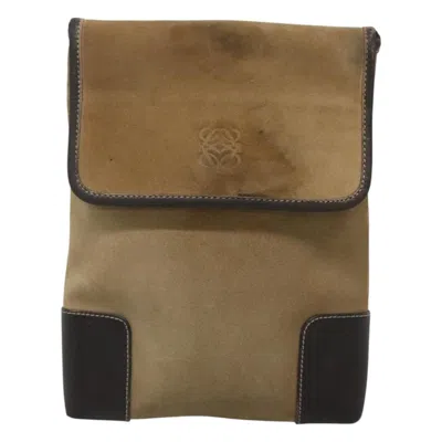 Pre-owned Loewe Anagram Beige Suede Shoulder Bag ()