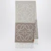 Loewe Anagram Beige/white Scarf In Gray