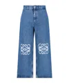Loewe Anagram Embroidered Cropped Jeans In Blue