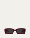Loewe Anagram Beveled Acetate Rectangle Sunglasses In Burgundy