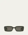 Loewe Anagram Beveled Acetate Rectangle Sunglasses In Green