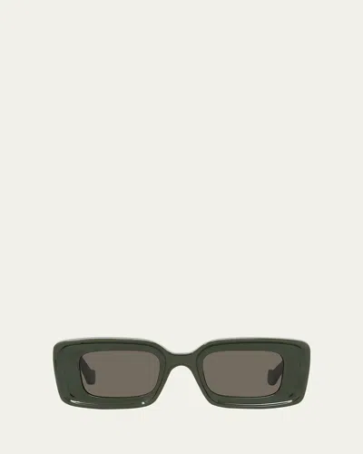 Loewe Anagram Beveled Acetate Rectangle Sunglasses In Green
