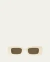 Loewe Anagram Beveled Acetate Rectangle Sunglasses In Ivory Brown