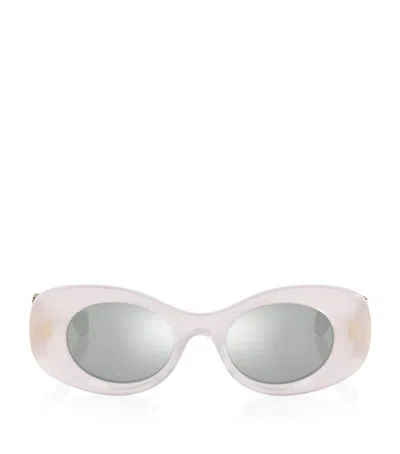 Loewe Anagram Bevelled Oval Sunglasses In Pink