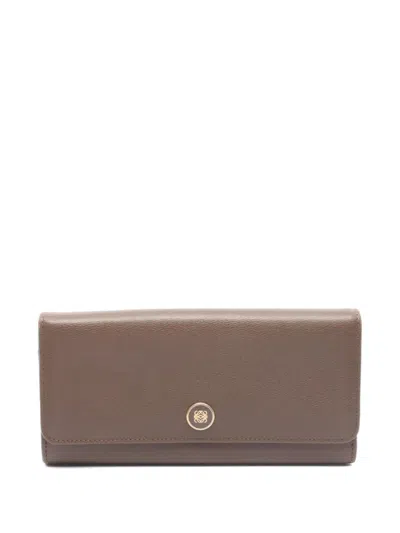 Pre-owned Loewe Anagram Bi-fold Wallet In Brown