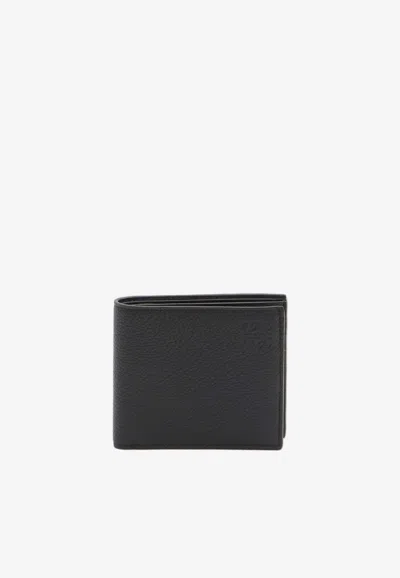 Loewe Anagram Bi-fold Wallet In Grained Leather In Black