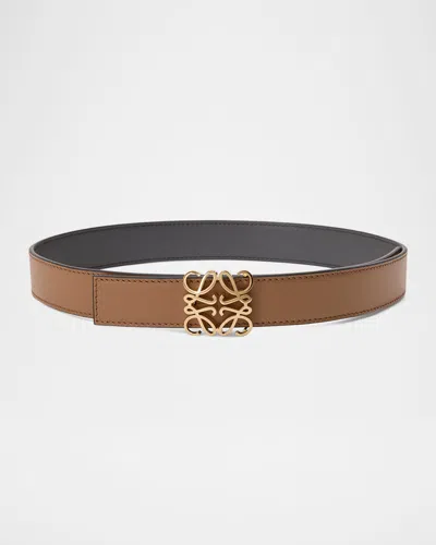 Loewe Anagram Bombe Calfskin Belt In Brown