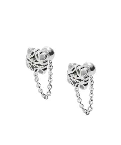 Loewe Anagram Bombe Chain Earrings In Sterling Silver In Metallic