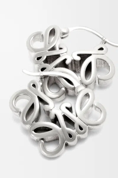 Loewe Anagram Bombé Hoop Earrings In Sterling Silver For Woman In Metallic