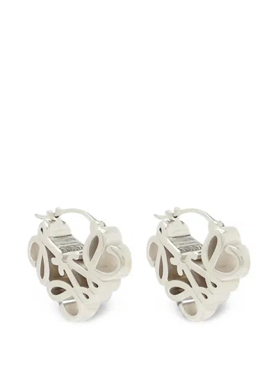 Loewe Anagram Bombé Hoop Earrings In Silver