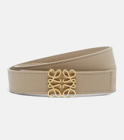 Loewe Anagram Bombé Leather Belt In Neutral