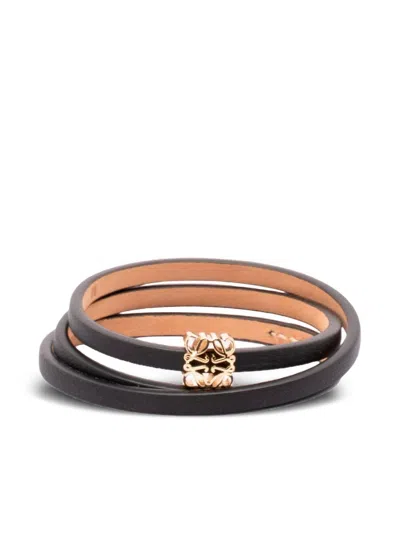 Loewe Anagram Bombé Leather Bracelet In Neutral