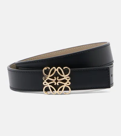 Loewe Anagram Bombé Reversible Leather Belt In Black