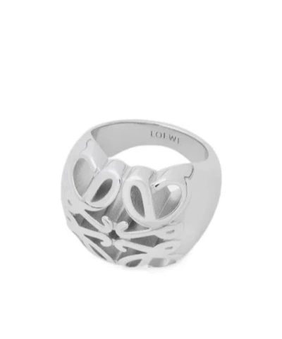 Loewe Anagram Bombe Signet Ring In Silver