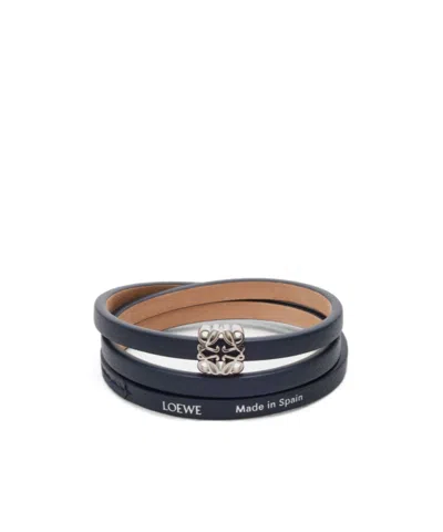 Loewe Anagram Bombe Twist Bracelet In Calfskin In Blue