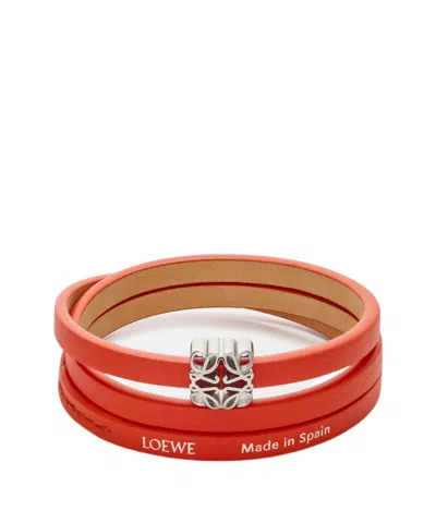 Loewe Anagram Bombe Twist Bracelet In Calfskin In Orange